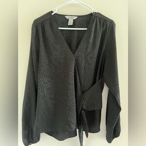 White House Black Market Textured Black Blouse